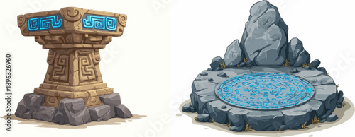 Ancient Glowing Runes Altar