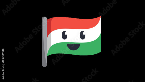Happy Hungarian Flag Character Waving