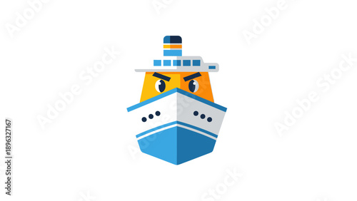 Angry Ship Face Vector Illustration