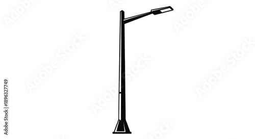 Simple illustration of a modern black street lamp on a white background