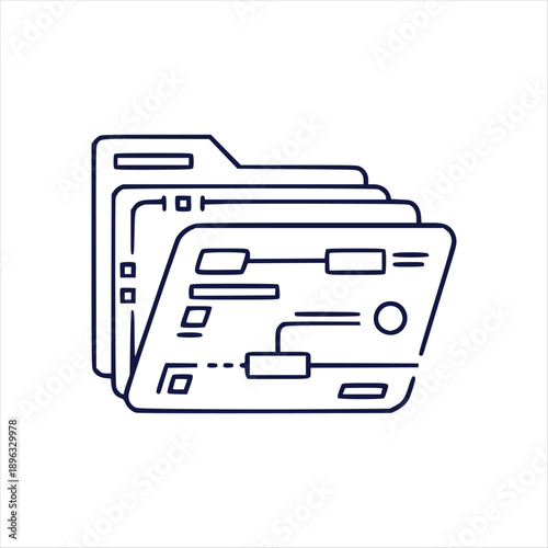Detailed Flowchart Diagram Folder Icon Data Management System Structure Outline Vector