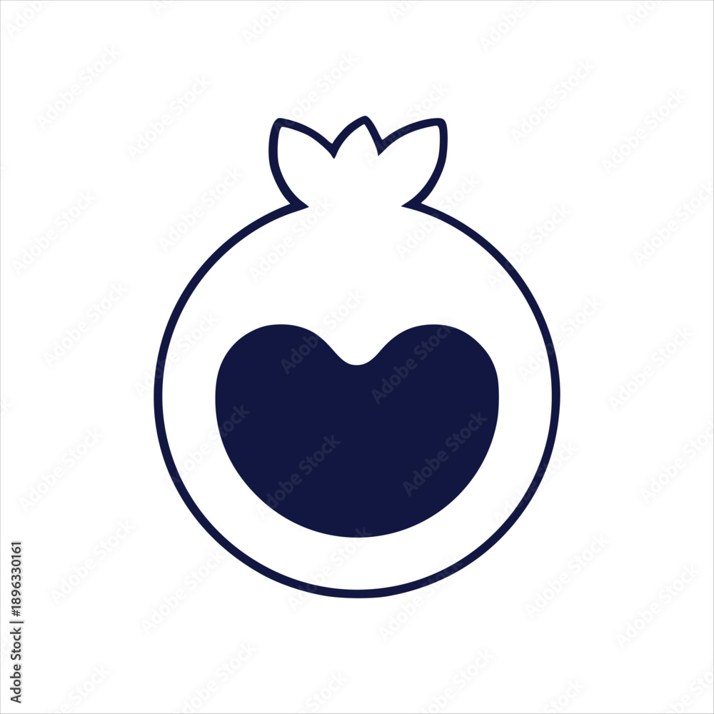 Fototapeta premium Minimalist Line Art Pomegranate Icon Vector Logo Design Outline Healthy Berry Symbol