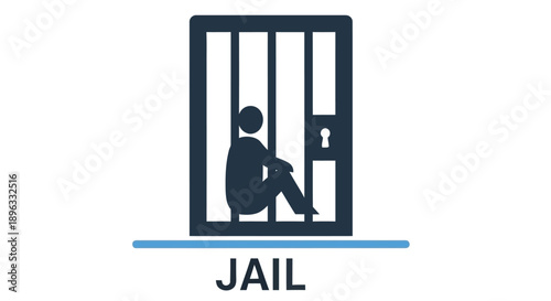 Silhouette of a person sitting within jail bars symbolizing imprisonment and isolation