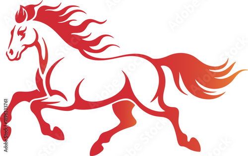 Fiery Galloping Horse Silhouette