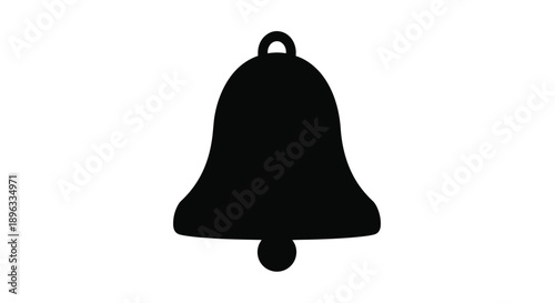 Simple black silhouette of a classic bell with a loop handle