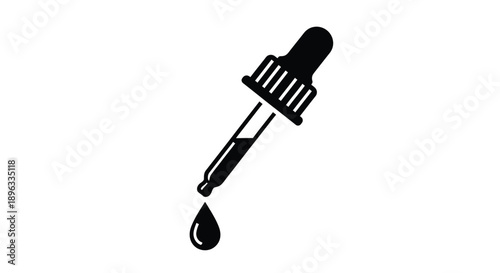 Simple black silhouette of a dropper with a single falling drop