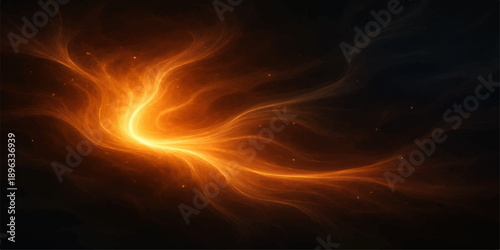 A powerful glowing bonfire blaze with hot orange and red flames burning against a black background creates a high-energy heat design full of light and smoke