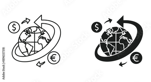Global Currency Exchange Illustration with Dollar and Euro Symbols