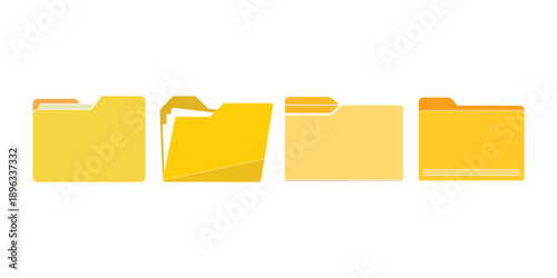 Folder Icon Set – Minimal Flat File & Document Storage Icons, Open Folder Vector Collection (EPS 10)