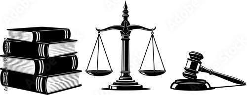 scale of justice and law isolated on white