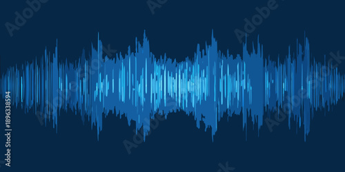 Abstract waveform illustration in shades of blue against a dark background