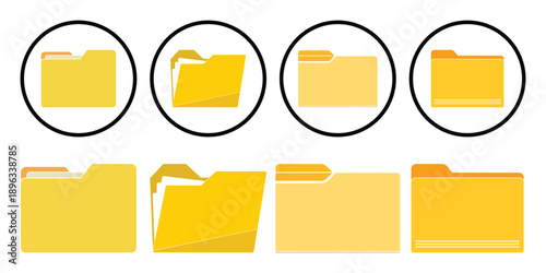Folder Icon Set – Minimal Flat File & Document Storage Icons, Open Folder Vector Collection (EPS 10)