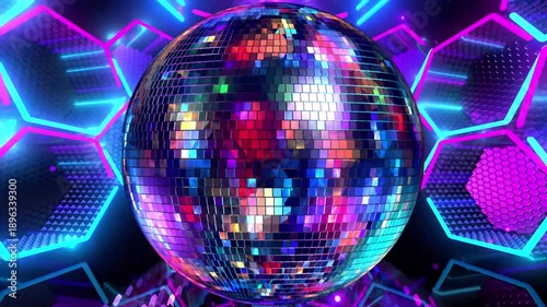 Animation of a spinning disco ball