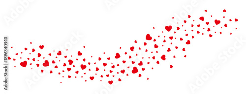 Flowing red heart confetti romantic background