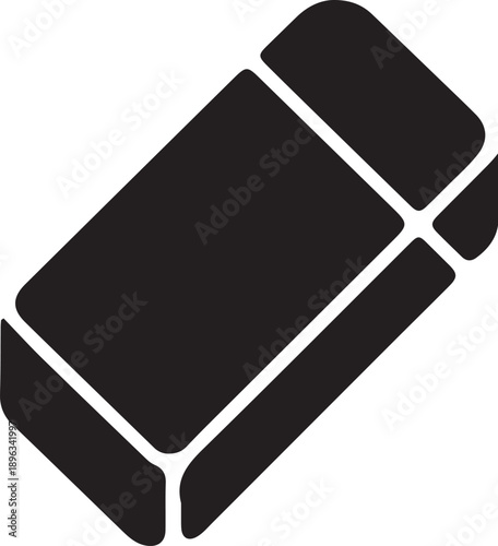 Black eraser stationery on white background rubber