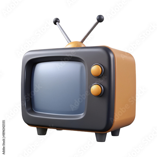 3d rendered retro television set isolated on transparent background