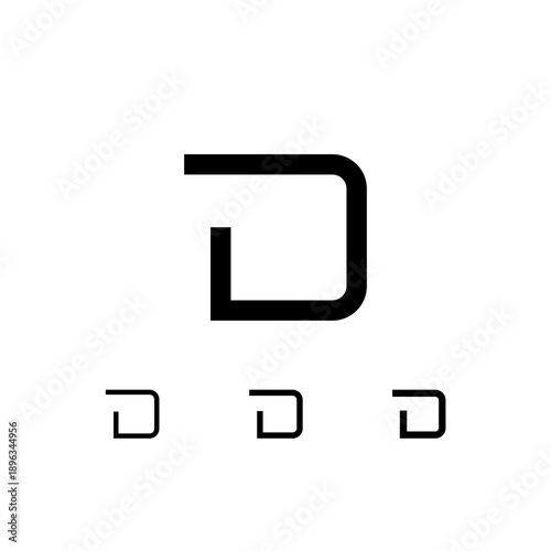 Letter D, digital alphabet cyber font, including set of three different set letters, regular, medium, semi bold, vector illustration 10EPS