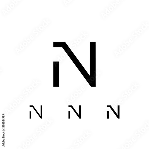 Letter N, digital alphabet cyber font, including set of three different set letters, regular, medium, semi bold, vector illustration 10EPS