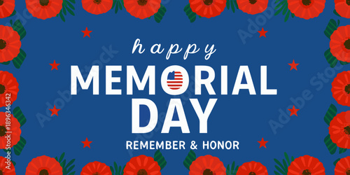 A vibrant memorial day greeting with poppies stars and patriotic text