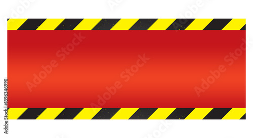 Red industrial warning background with black and yellow hazard stripes frame, danger alert panel for construction sites, factory safety signage, emergency warning banner and risk notification
