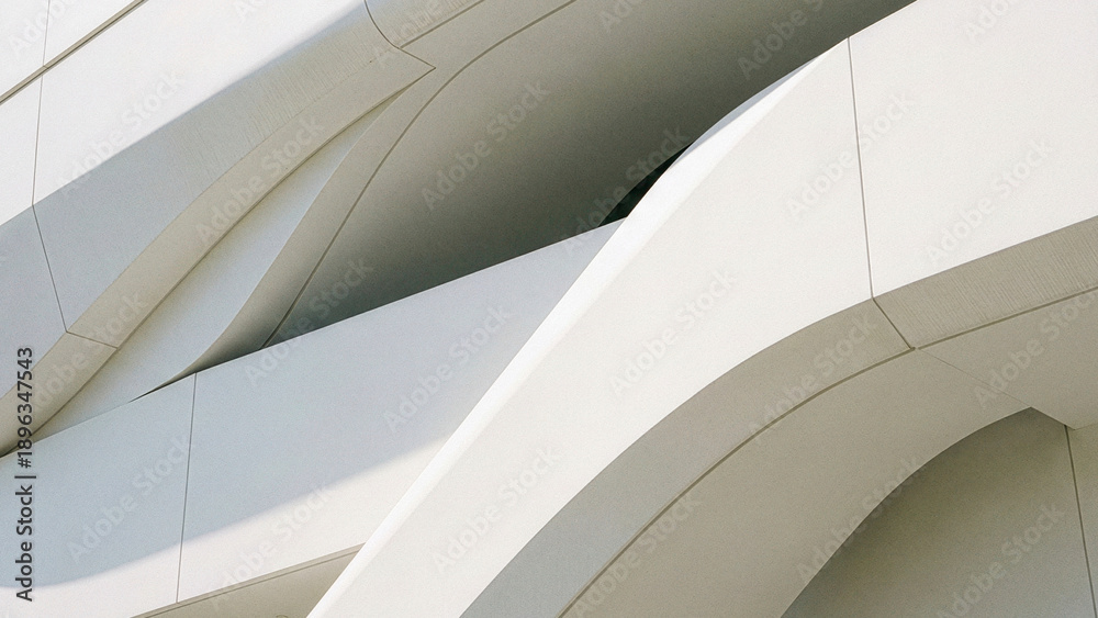 Fototapeta premium Modern white architecture curves and geometric concrete details