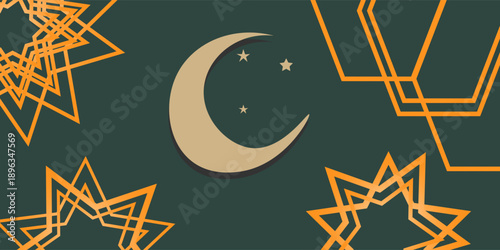 This Ramadan Mubarak poster features a 3D paper-cut design depicting an Islamic mosque, flowers, and a crescent moon. The rich green color creates an elegant and festive atmosphere.
