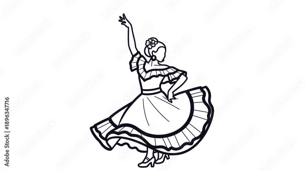 Obraz premium a dancer in traditional attire performing a graceful flamenco dance silhouette
