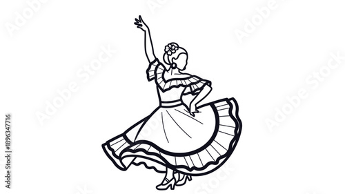 a dancer in traditional attire performing a graceful flamenco dance silhouette