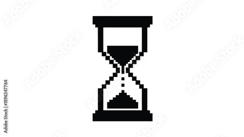 a black and white hourglass icon simple design time measurement silhouette