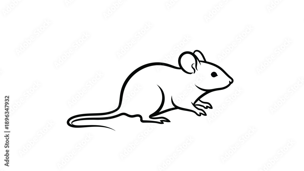 Obraz premium a simple black and white line drawing of a small mouse silhouette