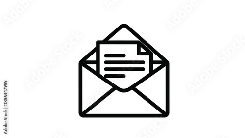 an open envelope with a letter inside simple icon design silhouette