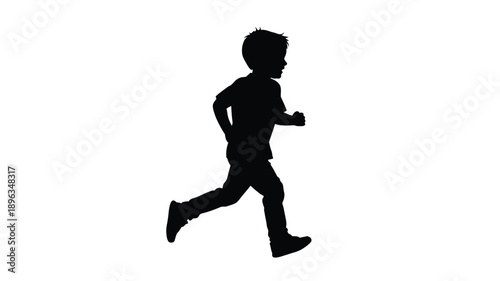 a young boy running in motion captured as a striking silhouette