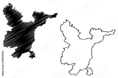 Vilnius County (Republic of Lithuania, Counties of Lithuania) map vector illustration, scribble sketch Vilnius map