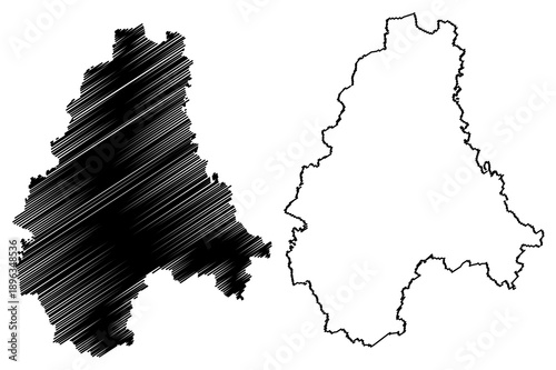 Diekirch District (Grand Duchy of Luxembourg) map vector illustration, scribble sketch Diekirch map