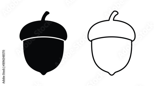 two acorn icons one black and one white a simple silhouette design