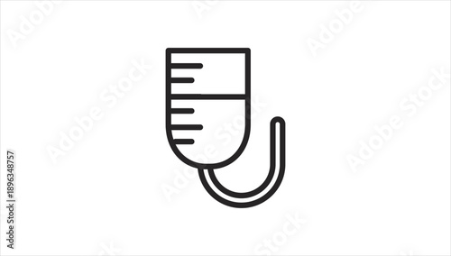 Simple line drawing of a measuring cup icon.