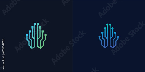 green tech  vector logo design