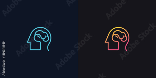 human brain connected vector logo design