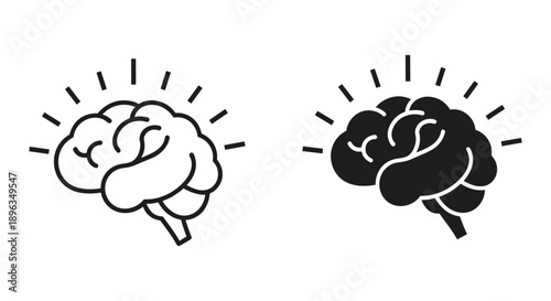 Creative brain idea generation concept with lightbulb moment and innovation symbols for business and education