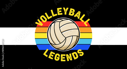 Volleyball Legends logo with rainbow colors and a volleyball icon
