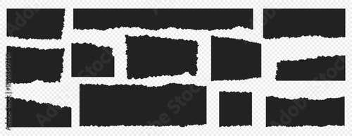Jagged rectangle. Set of Paper torn, jagged edge rectangle shape. Rectangle torn paper shape. Headline, calligraphy border, isolated grunge header background. Rough edge rectangle frame. Vector