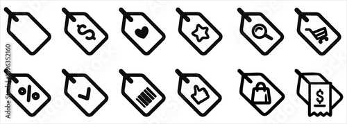 Price Tag Icons Set. Price Tag Icon collection. Price Tag Icon Pack – Shopping, Discount, Barcode and E-commerce Line Icons Pack