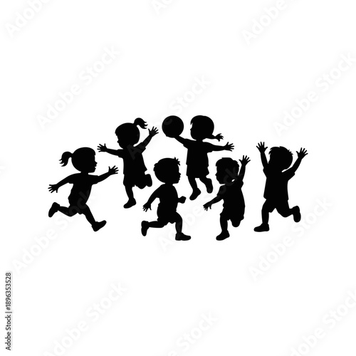Happy children playing and running together in joyful fun