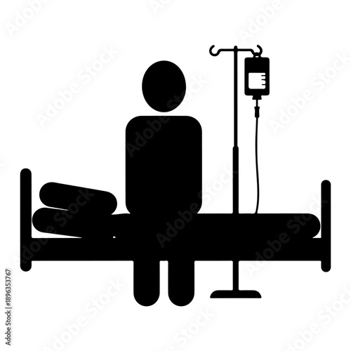 Patient receiving intravenous drip while in hospital bed Vector