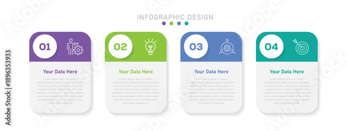 Business data visualization. Creative concept for infographic with 4 steps or options. Vector illustration
