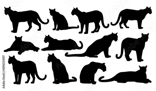 Photos Minimal puma silhouette vector icons set for logos and modern design