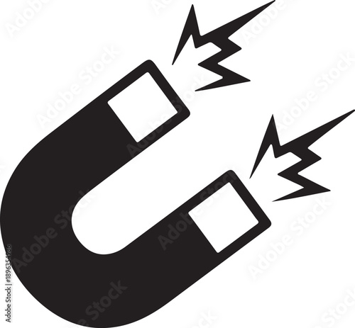 Magnet Icon Magnetism Attraction and Physics Science Vector Illustration