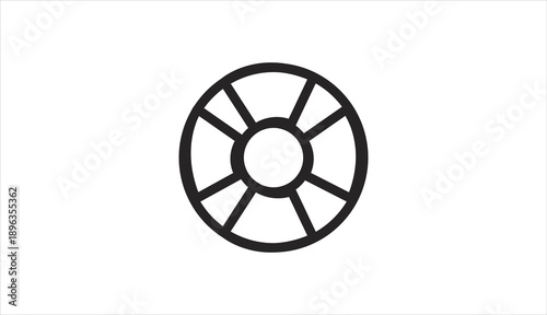 Simple black wheel icon on white background.