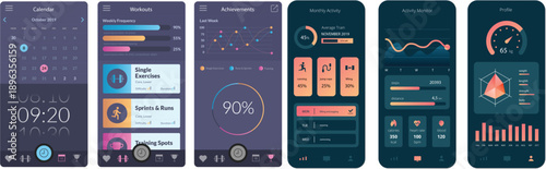 Fitness Tracking Mobile App Interface UI and Wellness Dashboard Design