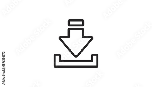 Simple black download icon on white background.